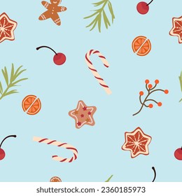 Christmas pattern with sweets.Vector illustration