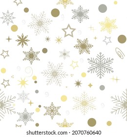 Christmas pattern. Symbol of winter, Christmas, New Year holiday. Seamless pattern with snowflakes  on white background.Vector illustration. Wrap for gifts, fabric design.