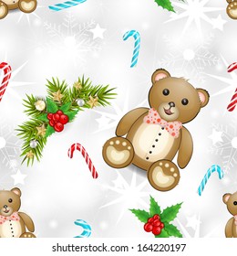 Christmas pattern with teddy bear 