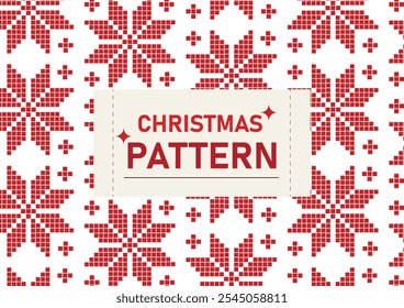 Modelo de padrão de Natal vermelho branco neve