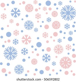 Christmas pattern their snow and snowflakes in the colors of serenity, rose quartz