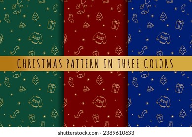 Patrón navideño en oro de tres colores