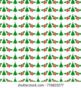 Christmas pattern with tree and cherries