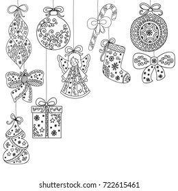 Christmas pattern  tree decorations    angel  ball  ribbon  gift  