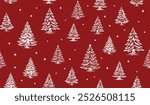Christmas pattern with tree, hand drawn illustrations	