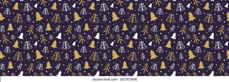 Christmas pattern with tree icons. Xmas background. Vector