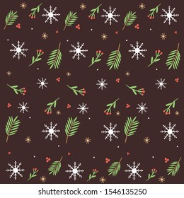 Christmas pattern with christmas tree and snowflakes. Christmas patterns for cards, wrapping paper, invitations and other purposes.