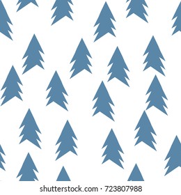 Christmas pattern with trees. Abstract winter forest. Simple background to print on fabric, paper, gift wrapping, packaging, scrap-booking, covers, backdrops, wallpapers, web. Vector illustration