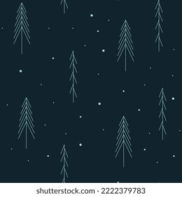 Christmas pattern with Christmas trees, doodle style, minimalism, seamless, scandinavian, green, pink