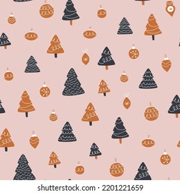 Christmas pattern with trees. New Year. seamless pattern for paper, wrapping, clothing, textile, wallpaper. Vector illustration