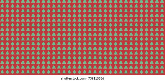 Christmas pattern with trees on the dark red background