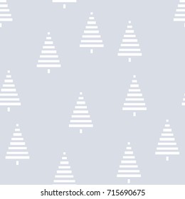 Christmas pattern with trees. Simple, winter background graphic to print on fabric, paper, gift wrapping, packaging, scrap-booking, covers, backdrops, wallpapers, web. Seamless vector illustration