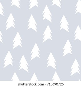 Christmas pattern with trees. Simple, winter background graphic to print on fabric, paper, gift wrapping, packaging, scrap-booking, covers, backdrops, wallpapers, web. Seamless vector illustration
