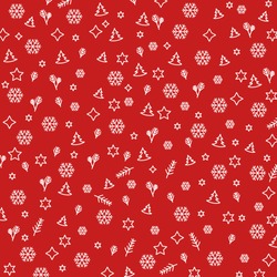 Christmas Pattern Of Trees, Snowflakes, Stars. Christmas Background, Seamless Tiling, Great Choice For Wrapping Paper Pattern