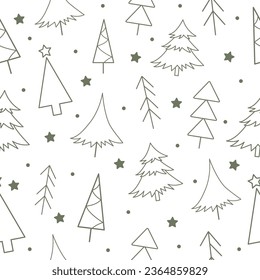 Christmas pattern with Christmas trees. Vector graphics