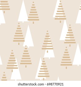 Christmas pattern with trees. Winter background, graphic draw to print on fabric, paper, gift wrapping, packaging, scrap-booking, covers, backdrops, wallpapers, web. Seamless vector illustration 