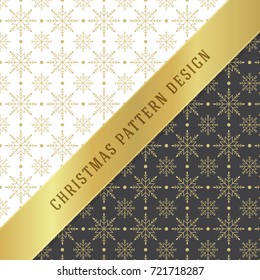 Christmas pattern vector design for background, wrapping paper, greeting card. Golden snowflakes icons.