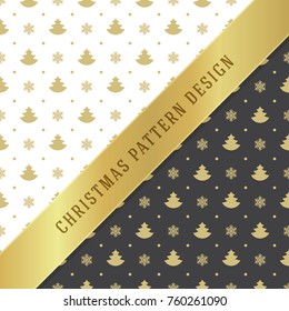 Christmas pattern vector design background, wrapping paper, greeting card. Golden snowflakes icons.