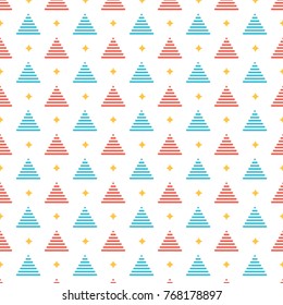 Christmas pattern vector design background, wrapping paper, greeting card. Trees icons.