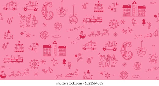 Christmas pattern vector design. It is repeatable and easy to work with. Can be use as printed paper, textiles, greeting card for the holiday, etc.