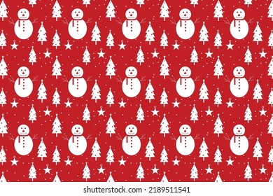 Motif de Noël image vectorielle sur fond rouge. Motif de Noël, arrière-plan design avec des icônes de neige et d'arbre. Conception de texture motif harmonieux pour les fonds d'écran, arrière-plans, couvertures de livre et papiers à envelopper