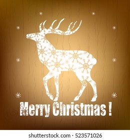 Christmas pattern with white deer. Vector texture for gift packaging, invitation card, cover, wallpaper, scrapbook, textile, holiday decor.