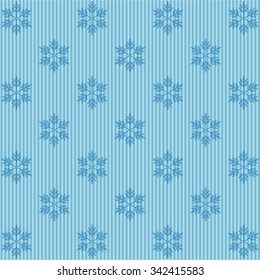 Christmas pattern with white snowflakes on blue background