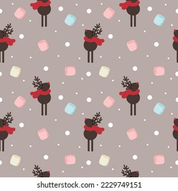 christmas pattern wich deer and marshmelow