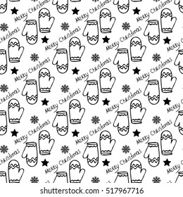 Christmas pattern with winter mittens