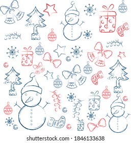 Christmas pattern , winter season , snowflakes, cartoon gift