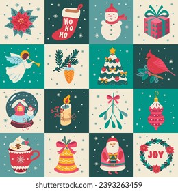 Christmas pattern for wrapping paper, textile and decoration. Vector illustration