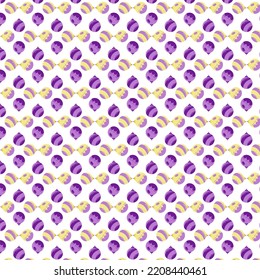Christmas pattern2. Christmas\New Year's balls. Yellow and purple colors. Vector cartoon color illustration. 