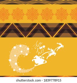 Christmas patterned card with yellow background.