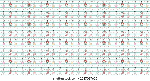Christmas patterns designed in doodle style in bright colors suitable for digital paper, t-shirt designs, gift wrapping paper, Christmas decorations, fabric prints, cushion designs, T-shirt, wallpaper