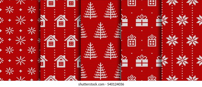 Christmas patterns. Knitted background. Winter illustrations.