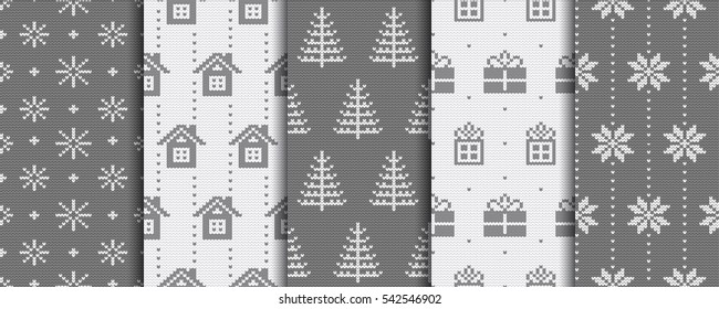 Christmas patterns. Knitted background. Winter illustrations.