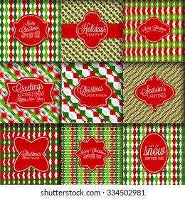 Christmas patterns Merry Christmas and Happy New Year Invitation patterns. Pattern in zigzag 