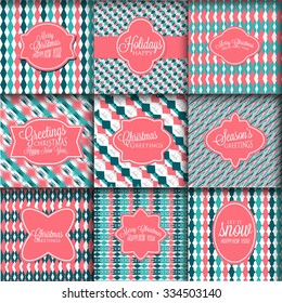 Christmas patterns Merry Christmas and Happy New Year Invitation patterns. Pattern in zigzag 