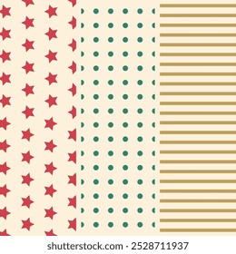 Christmas Patterns Minimalist Pack Red Green Golden Set