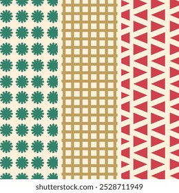 Padrões de Natal Minimalista Pack Vermelho Verde Golden Set