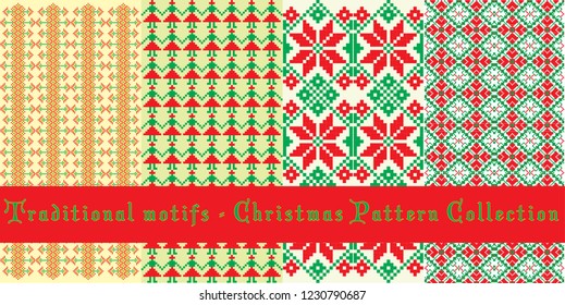 Christmas patterns set - traditional motifs
