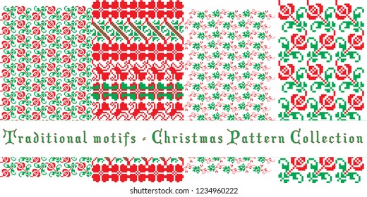 Christmas patterns set - traditional motifs

