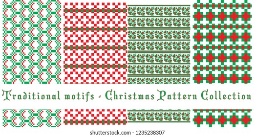 Christmas patterns set - traditional motifs
