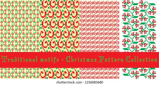 Christmas patterns set - traditional motifs
