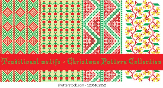 Christmas patterns set - traditional motifs
