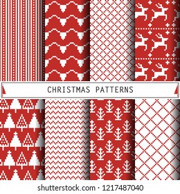 Christmas Patterns. Set of winter holiday backgrounds.