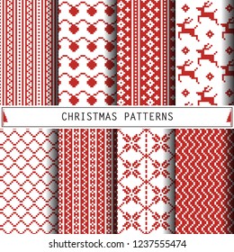 Christmas Patterns. Set of winter holiday backgrounds.