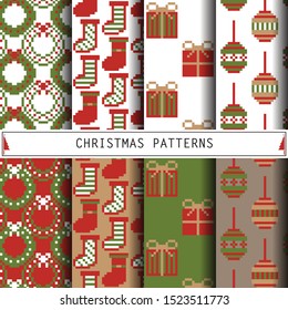 Christmas Patterns. Set of winter holiday backgrounds.