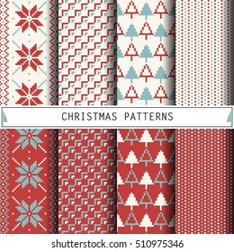 Christmas Patterns. Set of winter holiday backgrounds. 