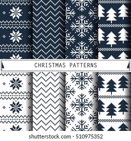 Christmas Patterns. Set of winter holiday backgrounds. 